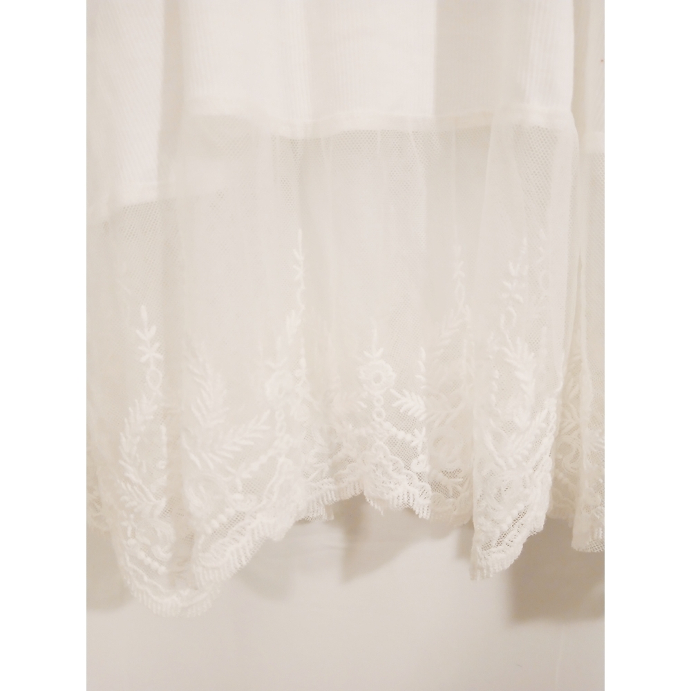 UMGEE White Ribbed Lace Extender Tank Top M - Picture 4 of 5
